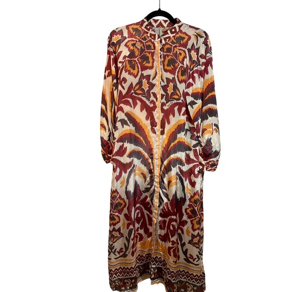 Farm Rio Printed Long Sleeve Maxi Dress Button Down Boho Chic Size S - Picture 5 of 14